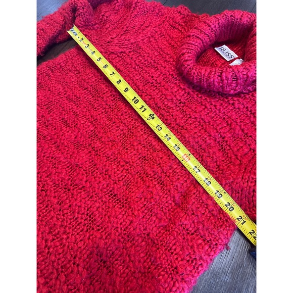 Russ‎ Liz Claiborne Red Chunky Knit Turtleneck Sweater X Large - Picture 6 of 6